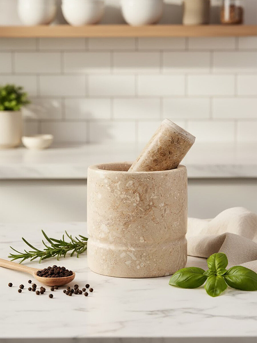 Marmore Cream Marble Mortar And Pestle