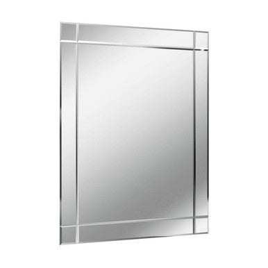 Rectangular mirror with a silver frame on a white background