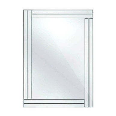 Rectangular mirror with a silver frame on a white background
