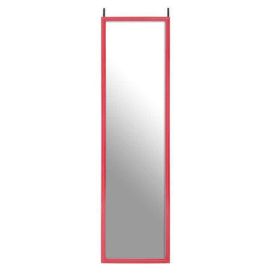 Full-length mirror with a red frame on a white background