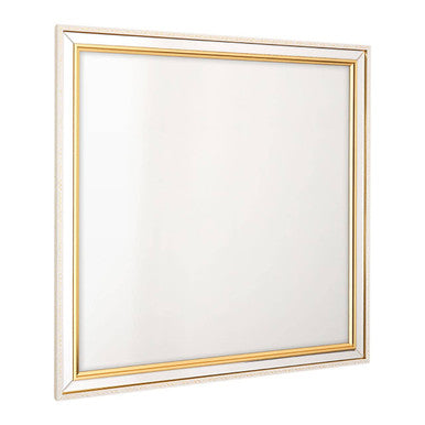 Gold-framed mirror on a white background