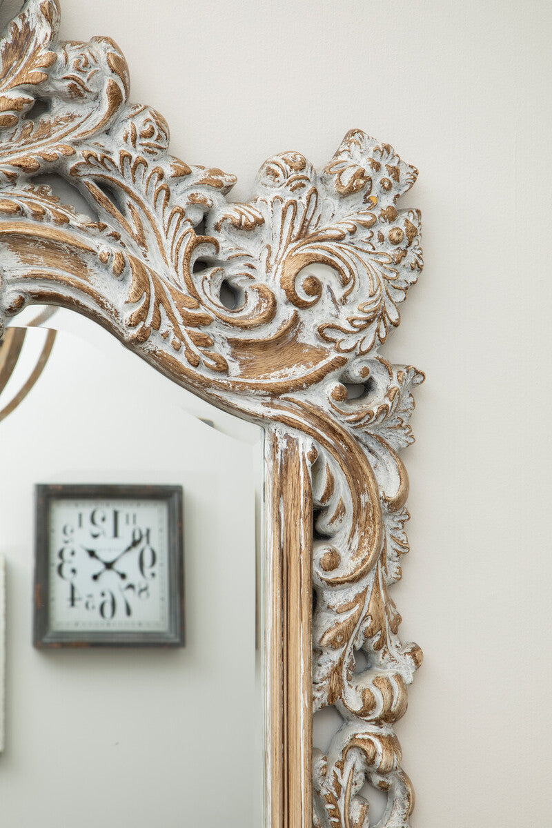 Brussels Baroque Style Dusty White Finish Wall Mirror