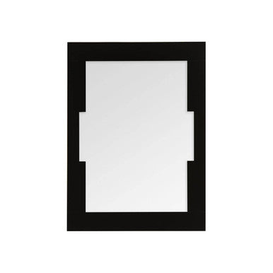 Black-framed mirror on a white background