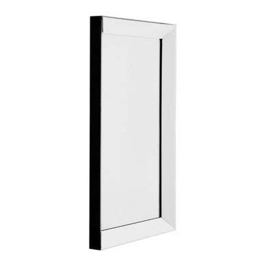 Rectangular mirror with black frame on a white background