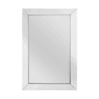 Rectangular mirror with a white frame on a white background