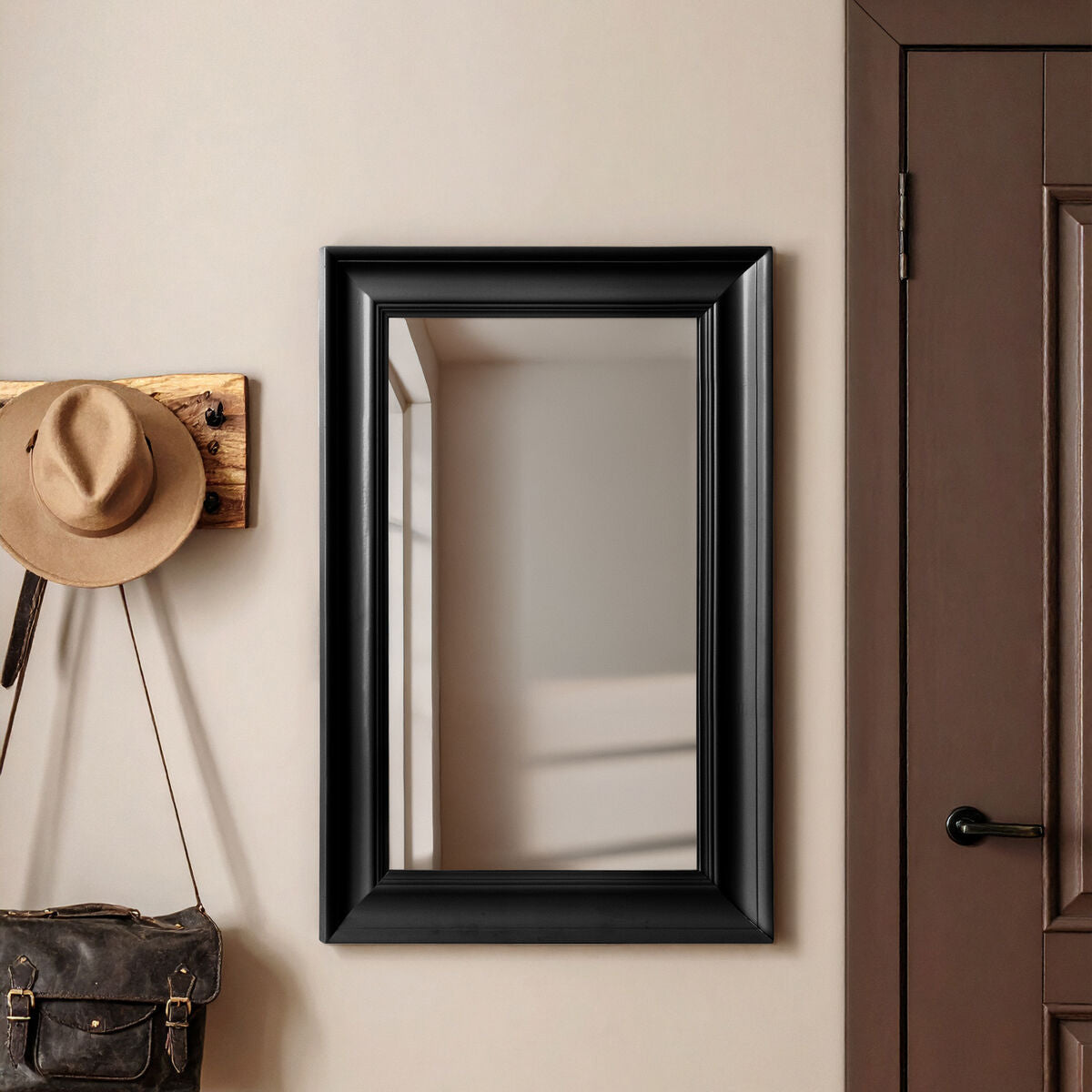 Matte Black Finish Wall Mirror | Urban