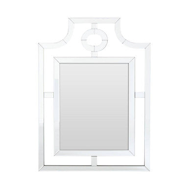 Decorative wall mirror with a white frame on a white background