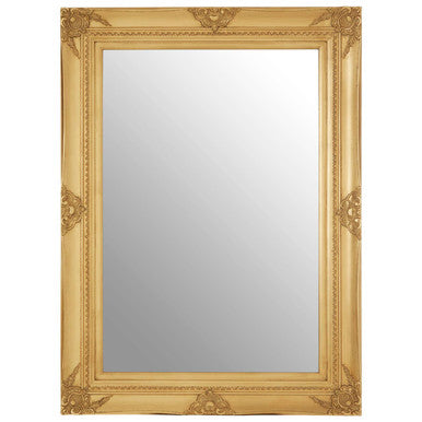 Gold ornate mirror on a white background