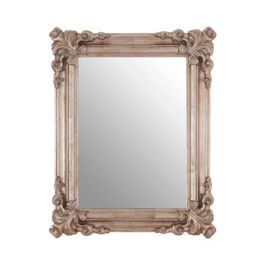 Decorative mirror with ornate frame on a white background