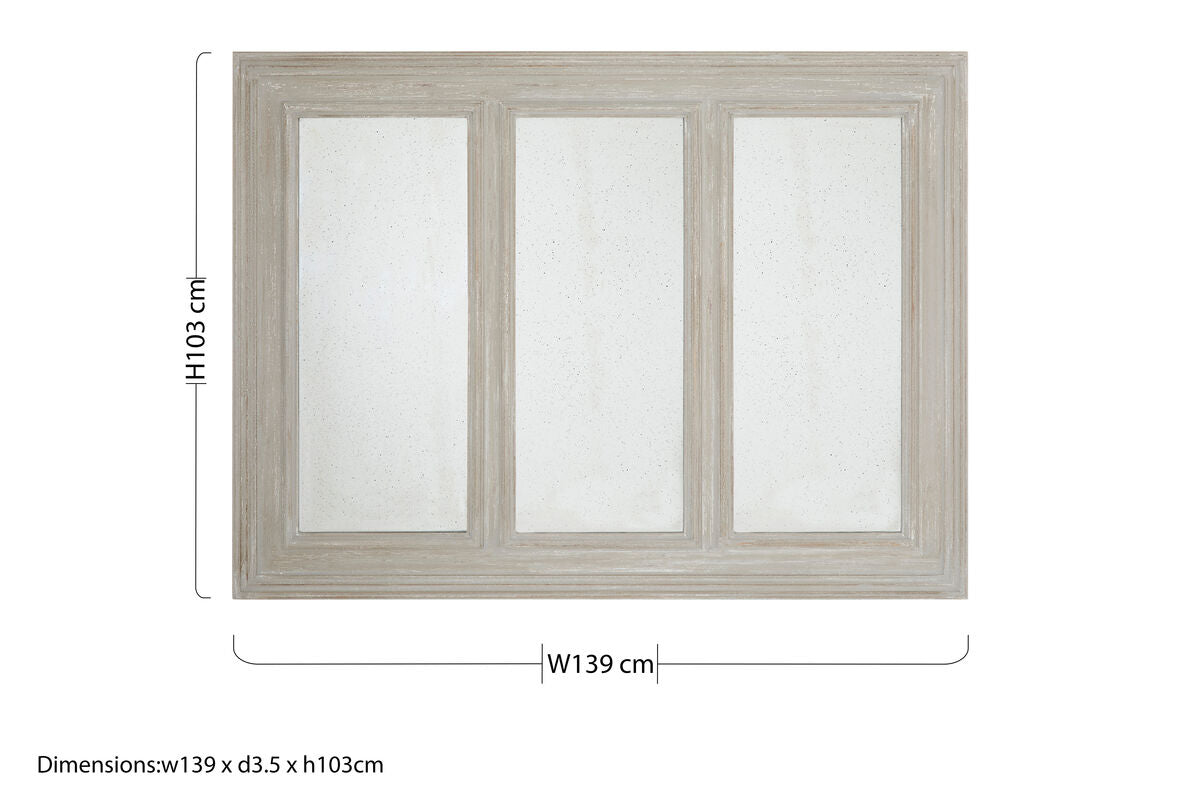 Gail 3 Panel Wall Mirror with Ash Wood Frame