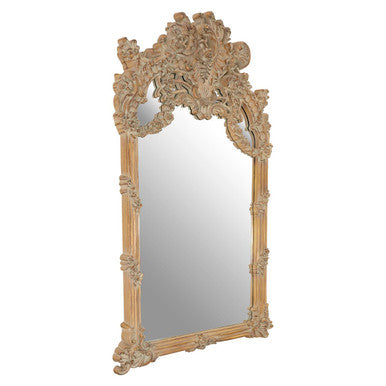 Decorative wall mirror with ornate frame on a white background