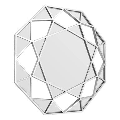 Geometrically designed wall mirror on a white background