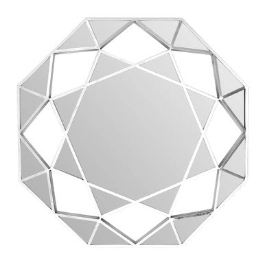 Geometric mirror with a diamond shape on a white background