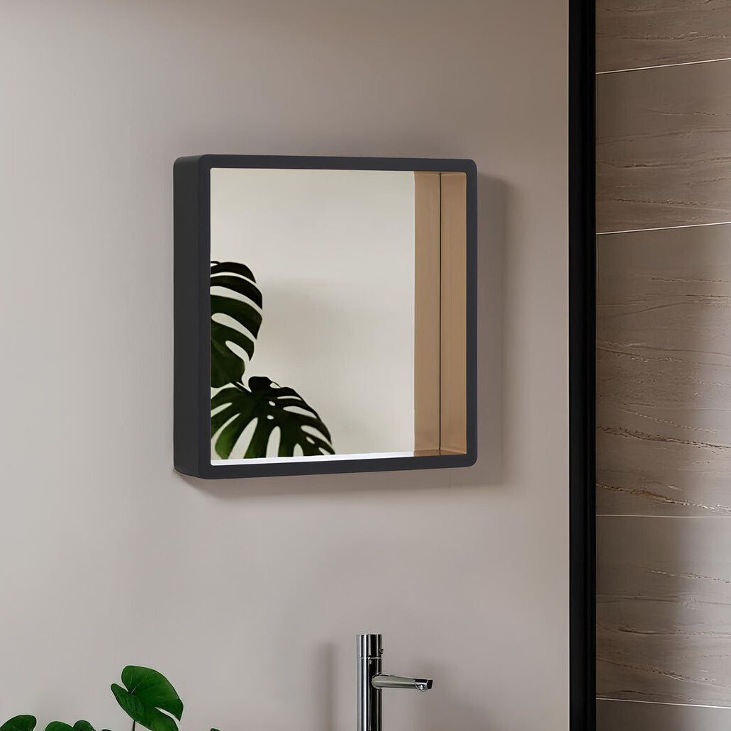 Bathroom with a sink, mirror, and plant