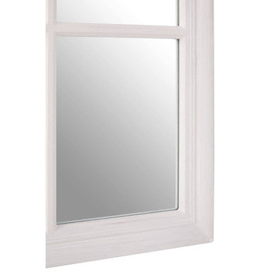 Hawthorne Antique White Finish Wooden Grid Wall Mirror