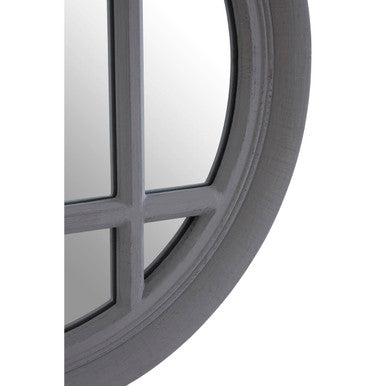 Hawthorne Antique Grey Round Wall Mirror