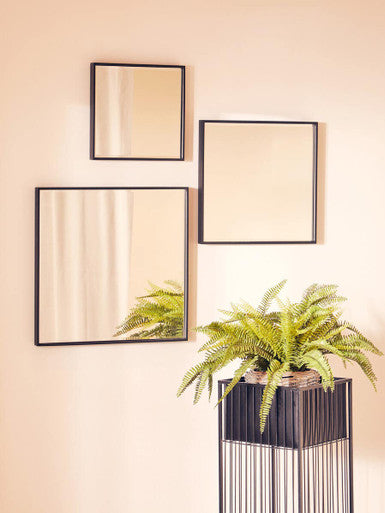 Loretta Matte Black Small Square Wall Mirror