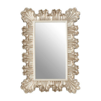 Decorative wall mirror with an ornate frame on a white background