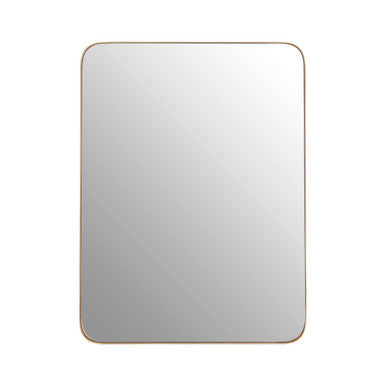 Rectangular mirror with a gold frame on a white background