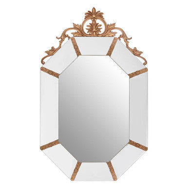 Decorative mirror with gold frame on a white background