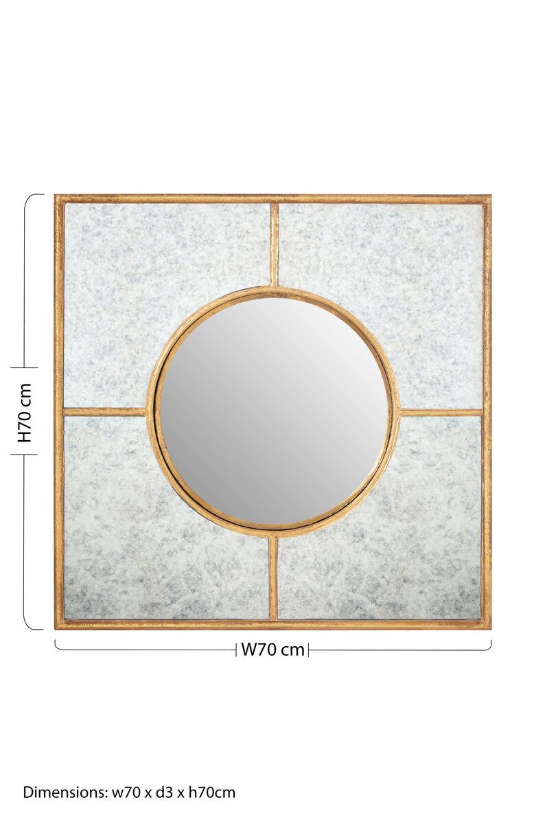 Zariah Gold Finish Art Deco Wall Mirror