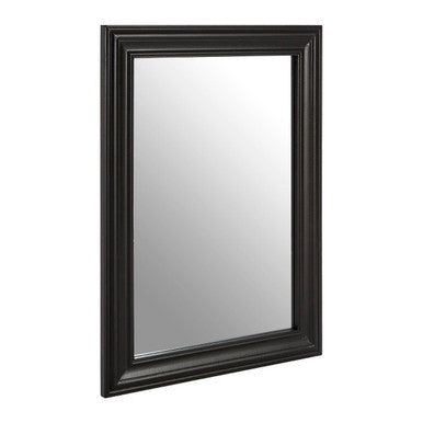 Black-framed mirror on a white background