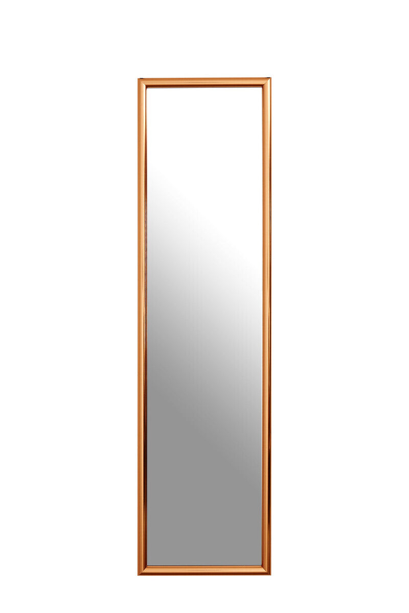 Rectangular mirror with a wooden frame on a white background