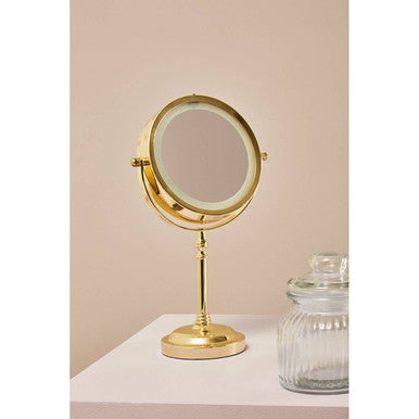 Cassini Gold Finish Iron Led Table Mirror