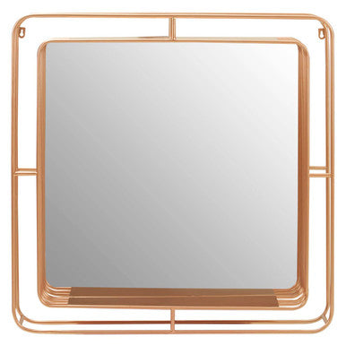 Square mirror with a rose gold frame on a white background