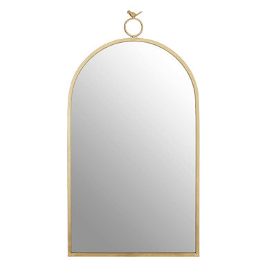 Gold-framed mirror on a white background
