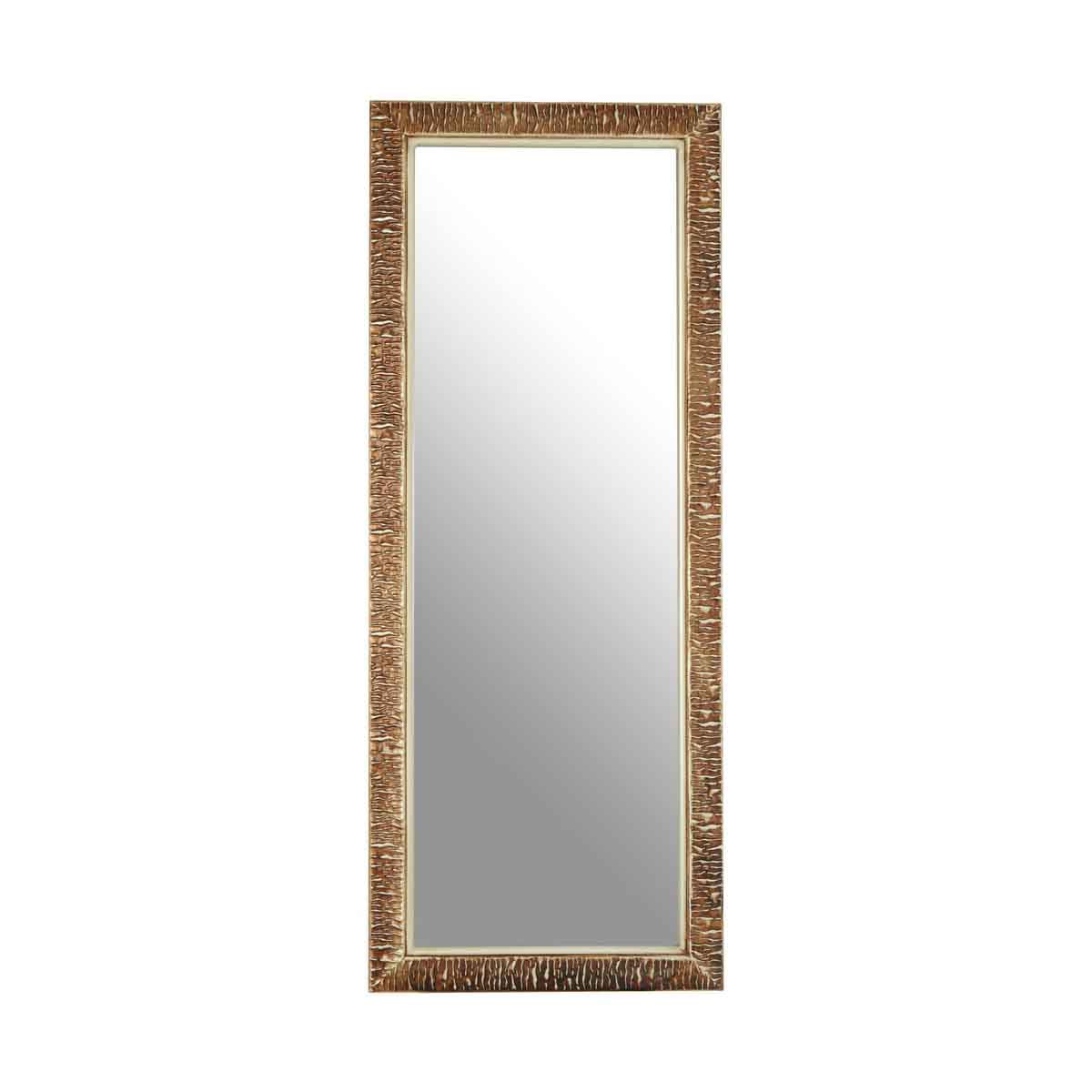 Zelma Champagne Finish Ridged Wall Mirror