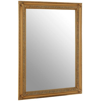 Gold-framed mirror on a white background