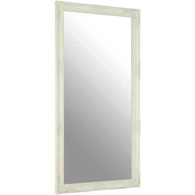 Rectangular mirror with a white frame on a white background