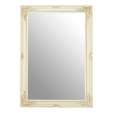 Beige-framed mirror on a white background