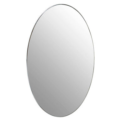 Round mirror with a silver frame on a white background