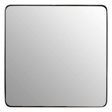 Square mirror with a black border on a white background
