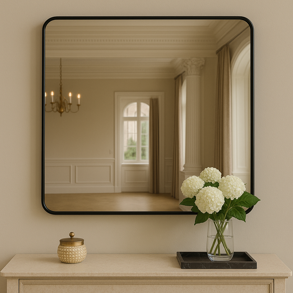 Matt Black Square Wall Mirror | Candi
