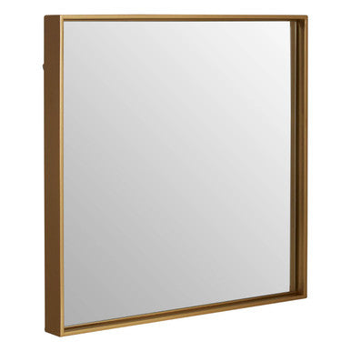 Rectangular mirror with a gold frame on a white background