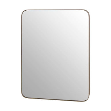 Rectangular mirror with a gold frame on a white background
