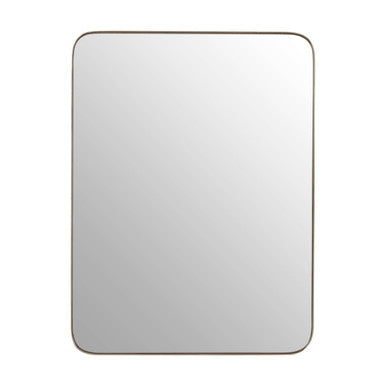 Rectangular mirror with a gold frame on a white background