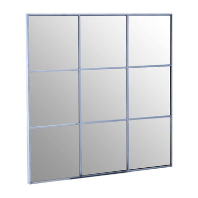 Glass sliding door with silver frame on a white background