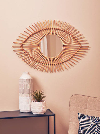 Mataram Natural Rattan Eye Shape Wall Mirror