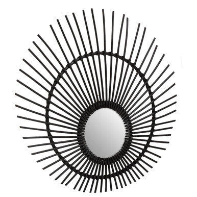 Black sunburst mirror on a white background