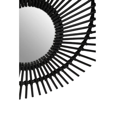 Mataram Black Natural Rattan Wall Mirror