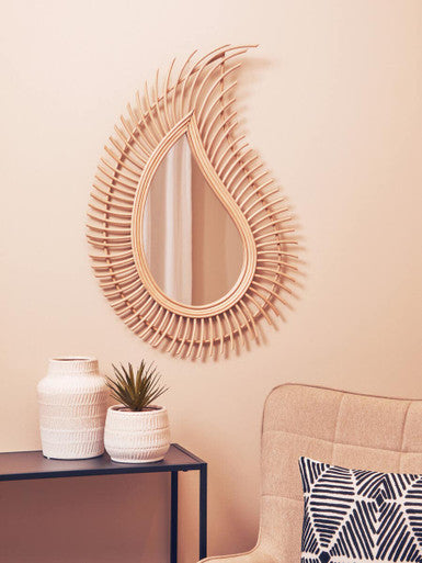 Mataram Teardrop Natural Rattan Wall Mirror