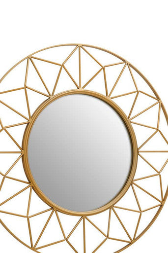 Gold geometric mirror on a white background