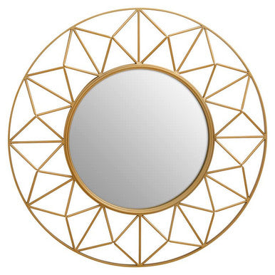 Gold geometric mirror on a white background