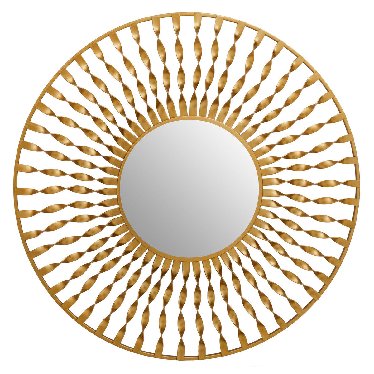 Matera Sunburst Gold Finish Metal Frame Round Wall Mirror - Image 1