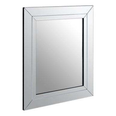 Rectangular mirror with a decorative frame on a white background