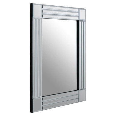 Rectangular mirror with decorative frame on a white background
